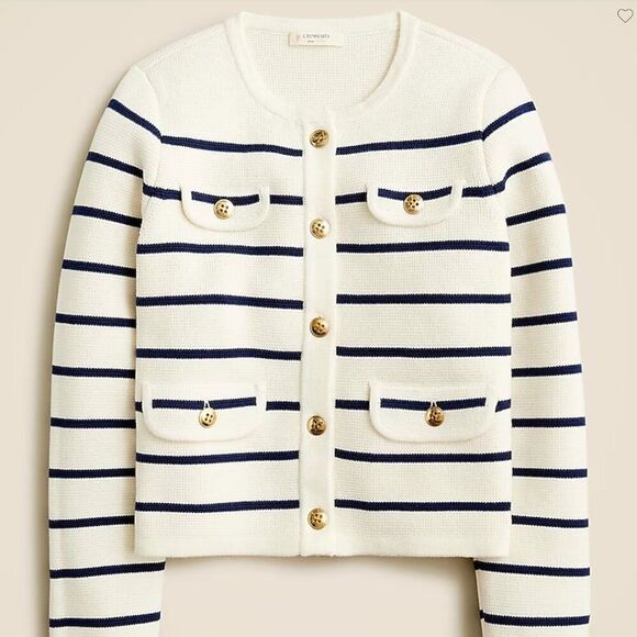 Crewcuts Other - Crewcuts bw161 Navy and white Girls' Emilie sweater lady jacket in stripe NWT si
